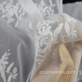 Teste padrão de flor de algodão 100% tecido de tule branco poliéster